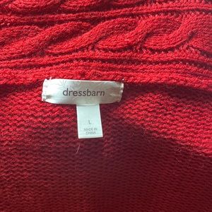 Acrylic red knit dress barn sweater. Worn once. Long fit . Size large.